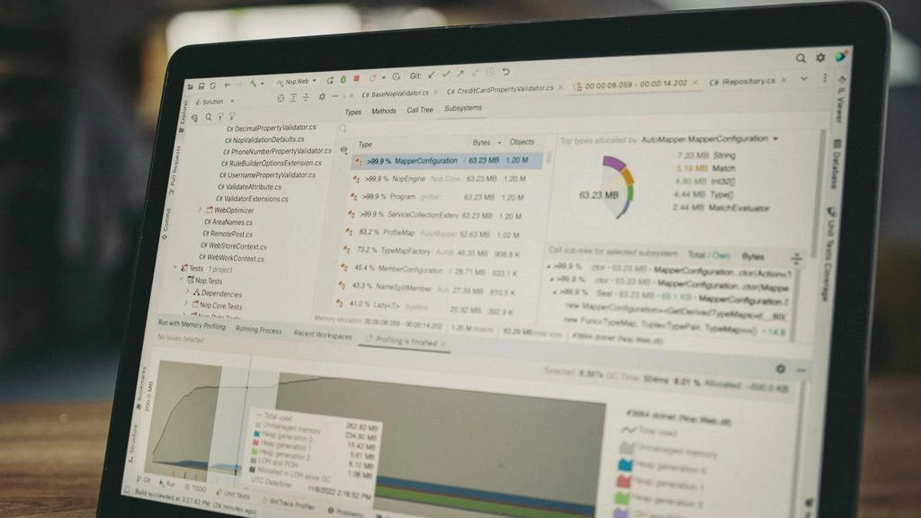 SaaS analytics dashboard on a laptop