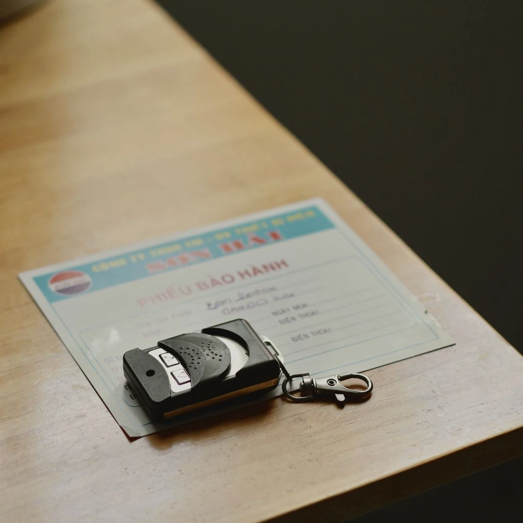 Hotel room key folder with debossed wordmark